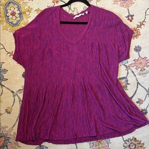 Soft Surroundings Magenta/Purple Short Sleeve Knit Top Large